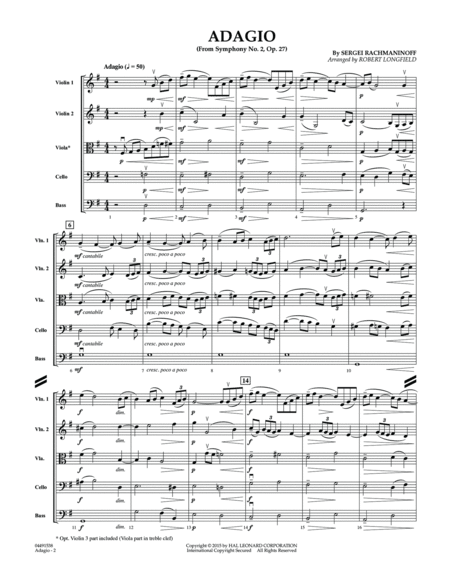 Adagio from Symphony No. 2 - Conductor Score (Full Score)