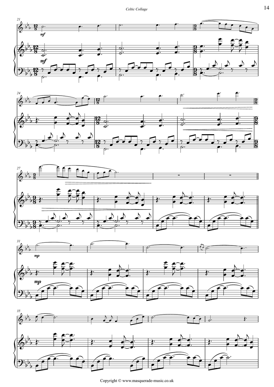 Celtic V for flute & piano (taken from Celtic Collage) - Free demo and backing tracks upon request ( Flute Solo scores gallery preview page 4