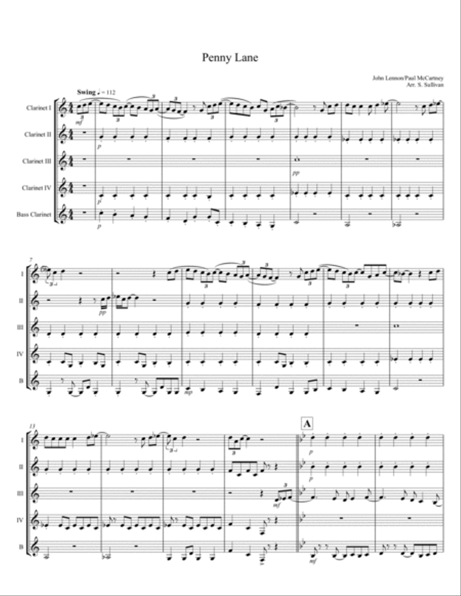 Penny Lane Clarinet Quintet scores gallery preview page 2