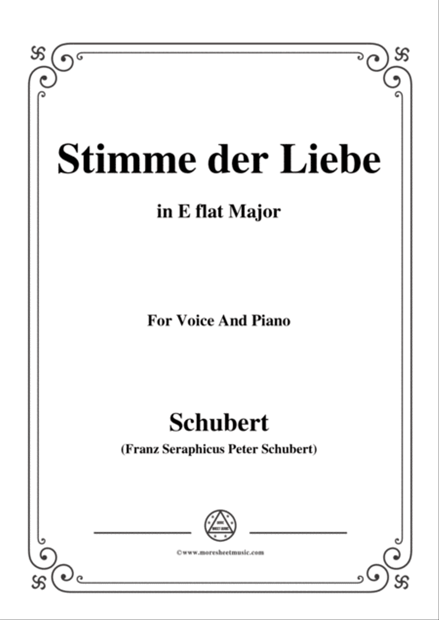 Schubert-Stimme der Liebe,D.187,in E flat Major,for voice and piano Voice Solo scores gallery preview page 1