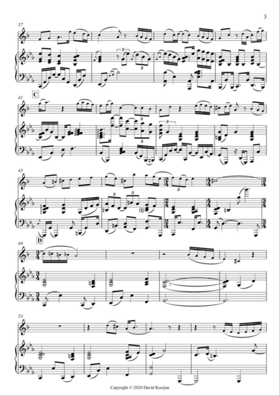 Minuet in D-minor (clarinet & piano) B-Flat Clarinet scores gallery preview page 3