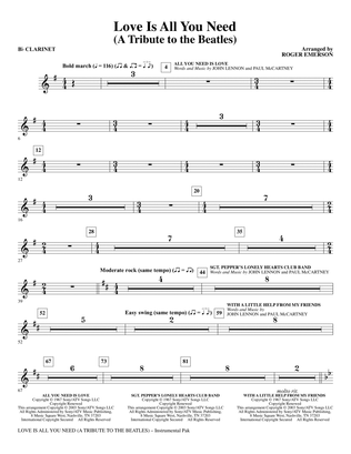 Love Is All You Need (A Tribute to the Beatles) (arr. Roger Emerson) - Bb Clarinet