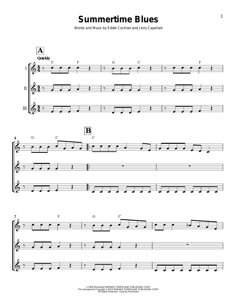 Summertime Blues Summertime Blues Ukulele scores gallery preview page 1