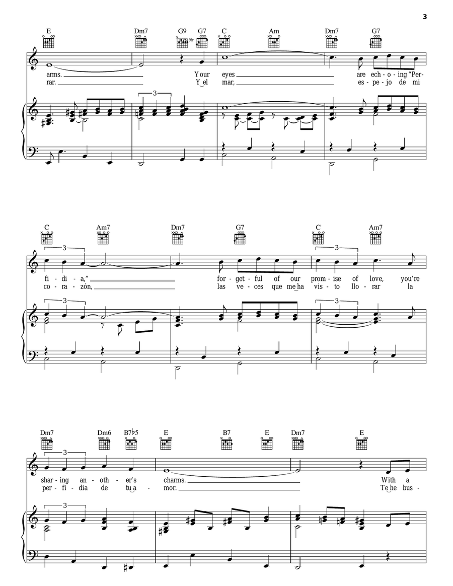 Perfidia Piano, Vocal, Guitar scores gallery preview page 3