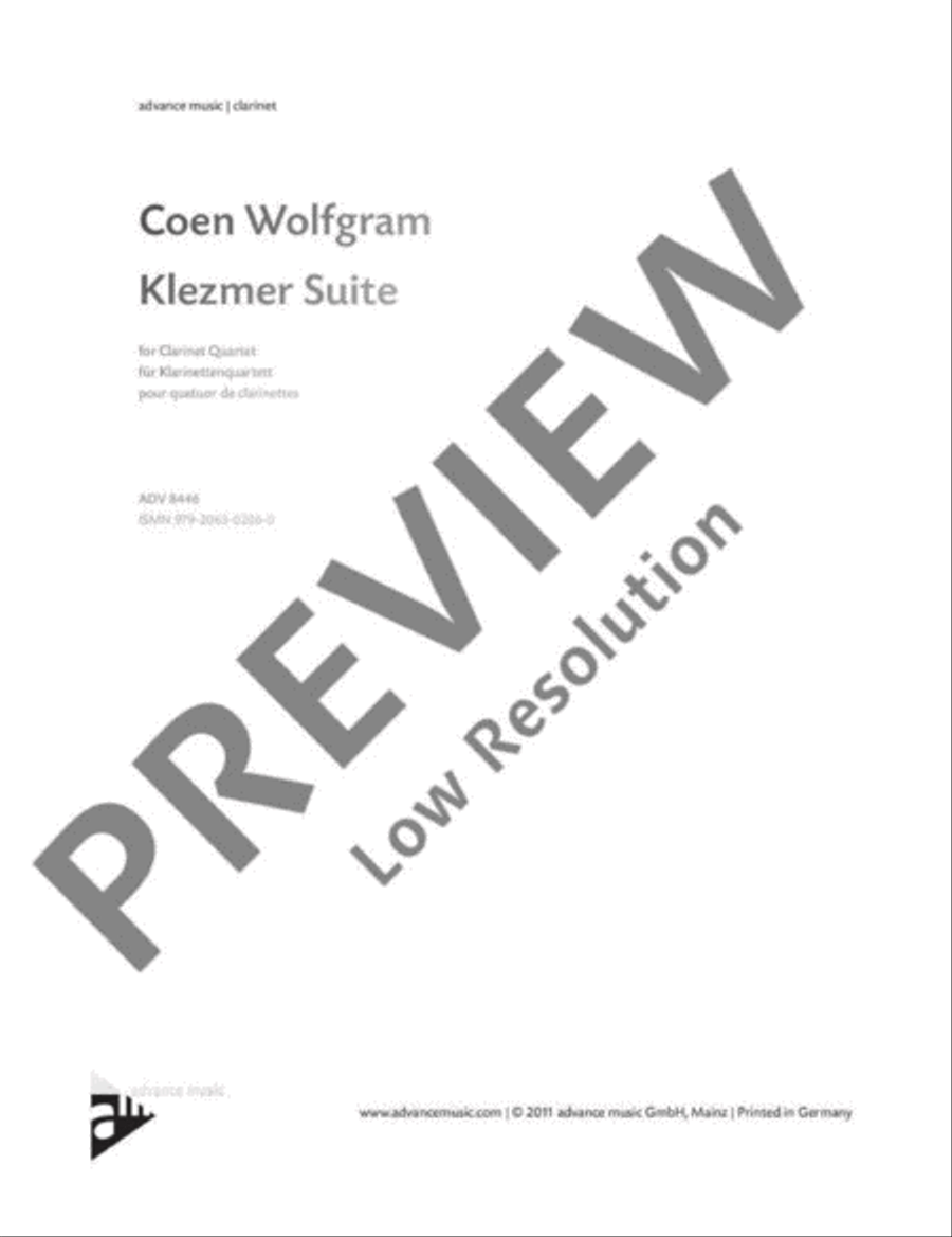 Klezmer Suite Clarinet Quartet scores gallery preview page 2