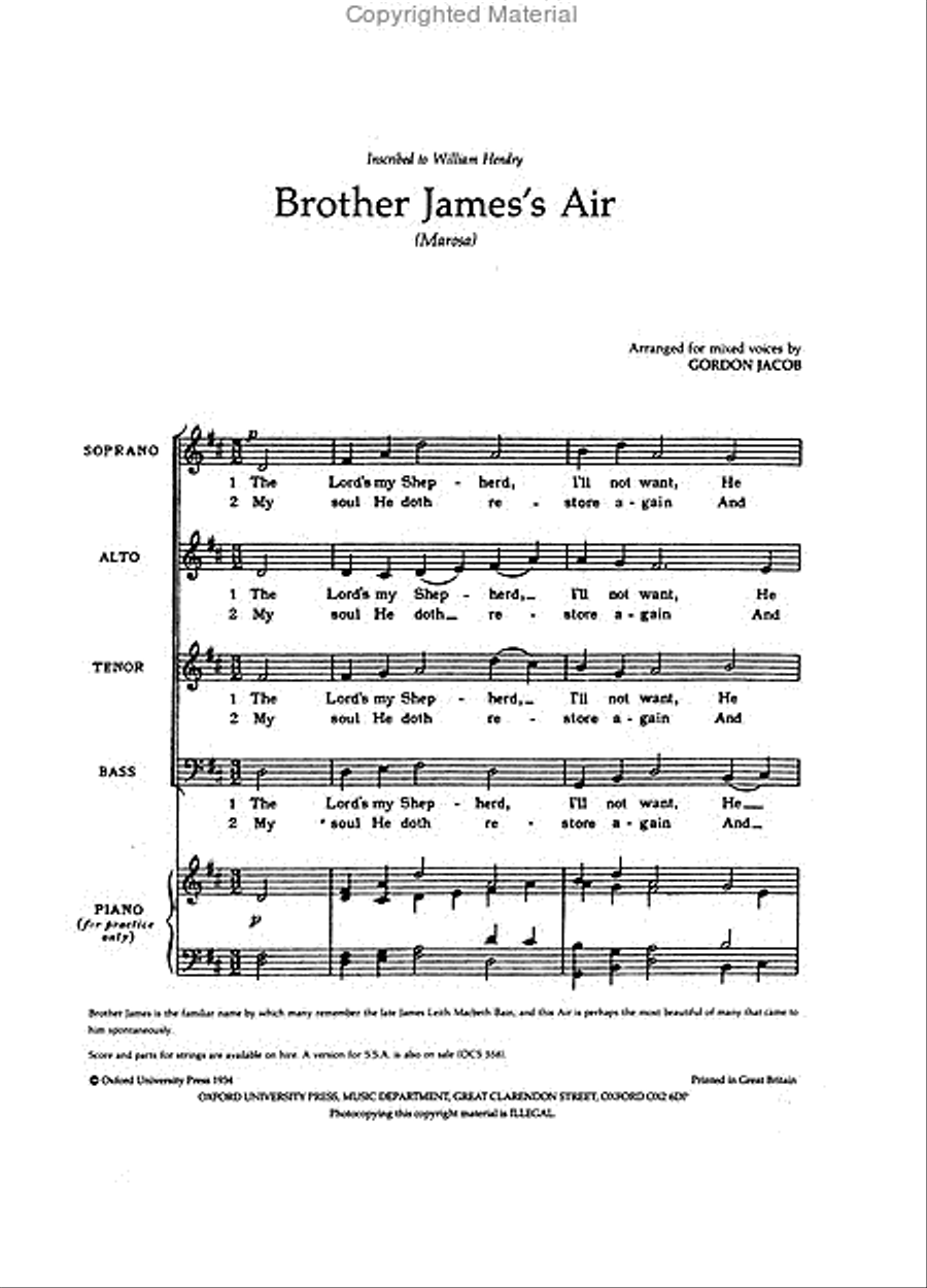 Brother James's Air Brother James's Air 4-Part scores gallery preview page 2