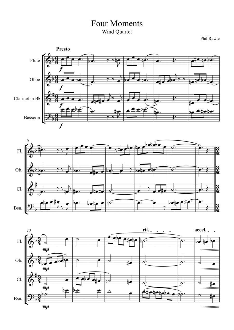 Four Moments - Wind Quartet Woodwind Quartet scores gallery preview page 1