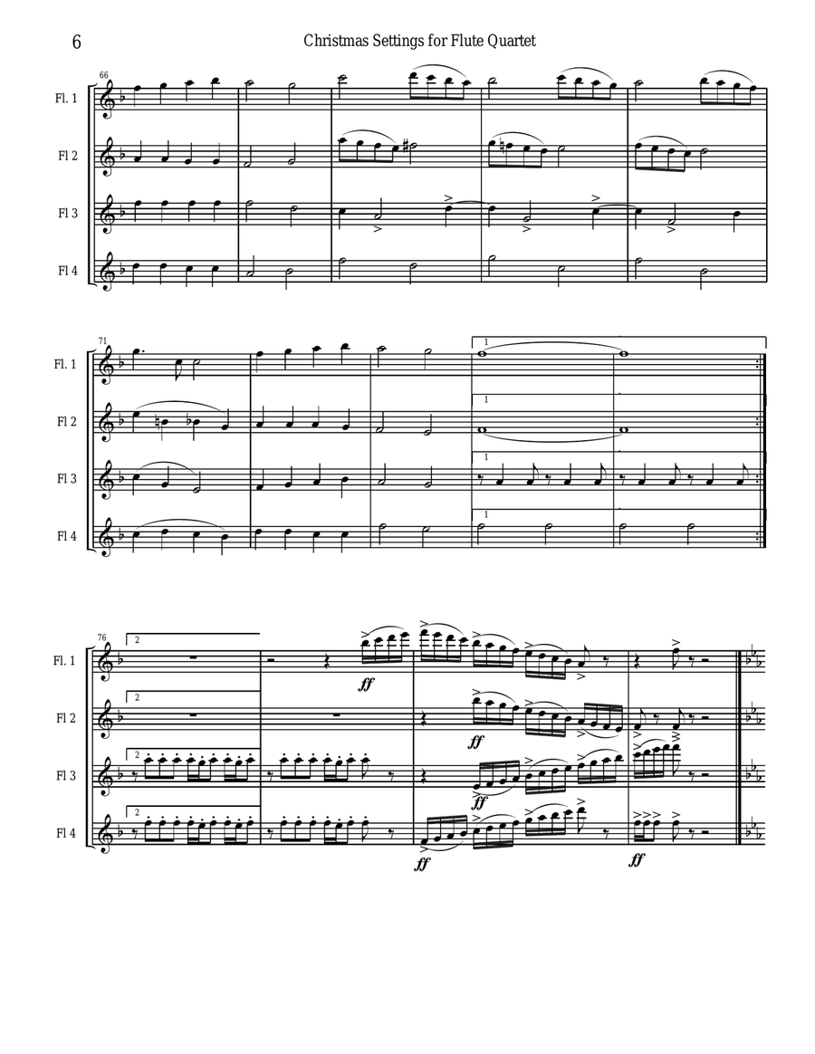 Christmas Settings for Flute Quartet Flute Quartet scores gallery preview page 6