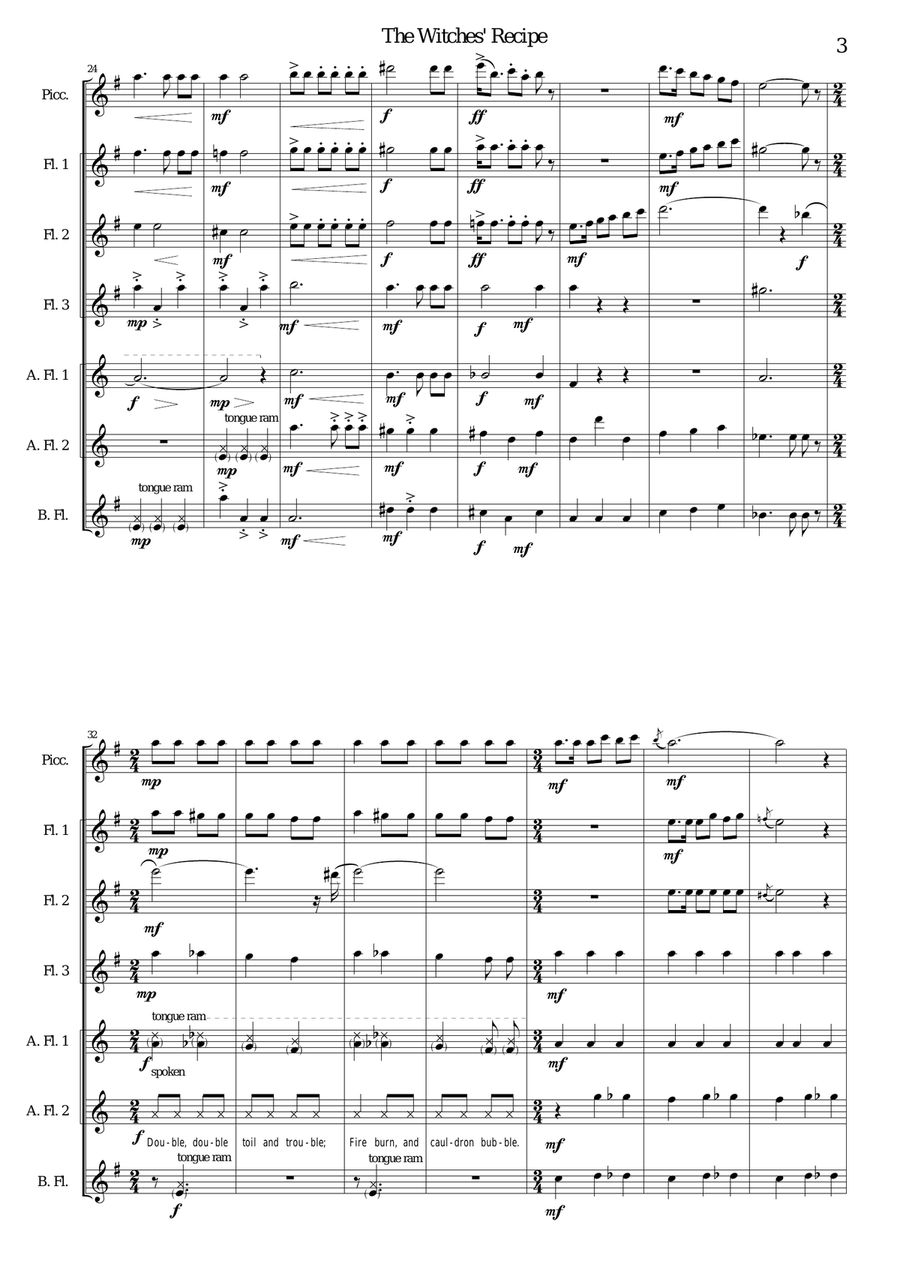 The Witches' Recipe for Flute Choir with special effects Flute Choir scores gallery preview page 3