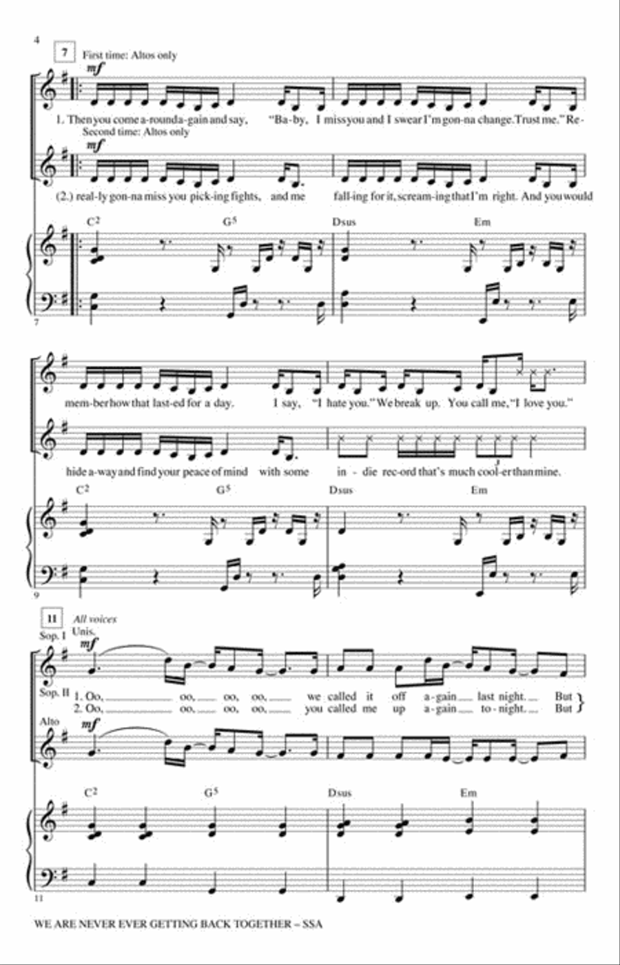 We Are Never Ever Getting Back Together SSA scores gallery preview page 3