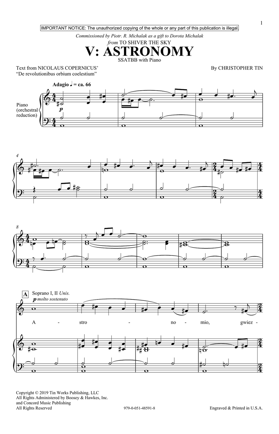 Astronomy (from To Shiver The Sky) SSATBB scores gallery preview page 1