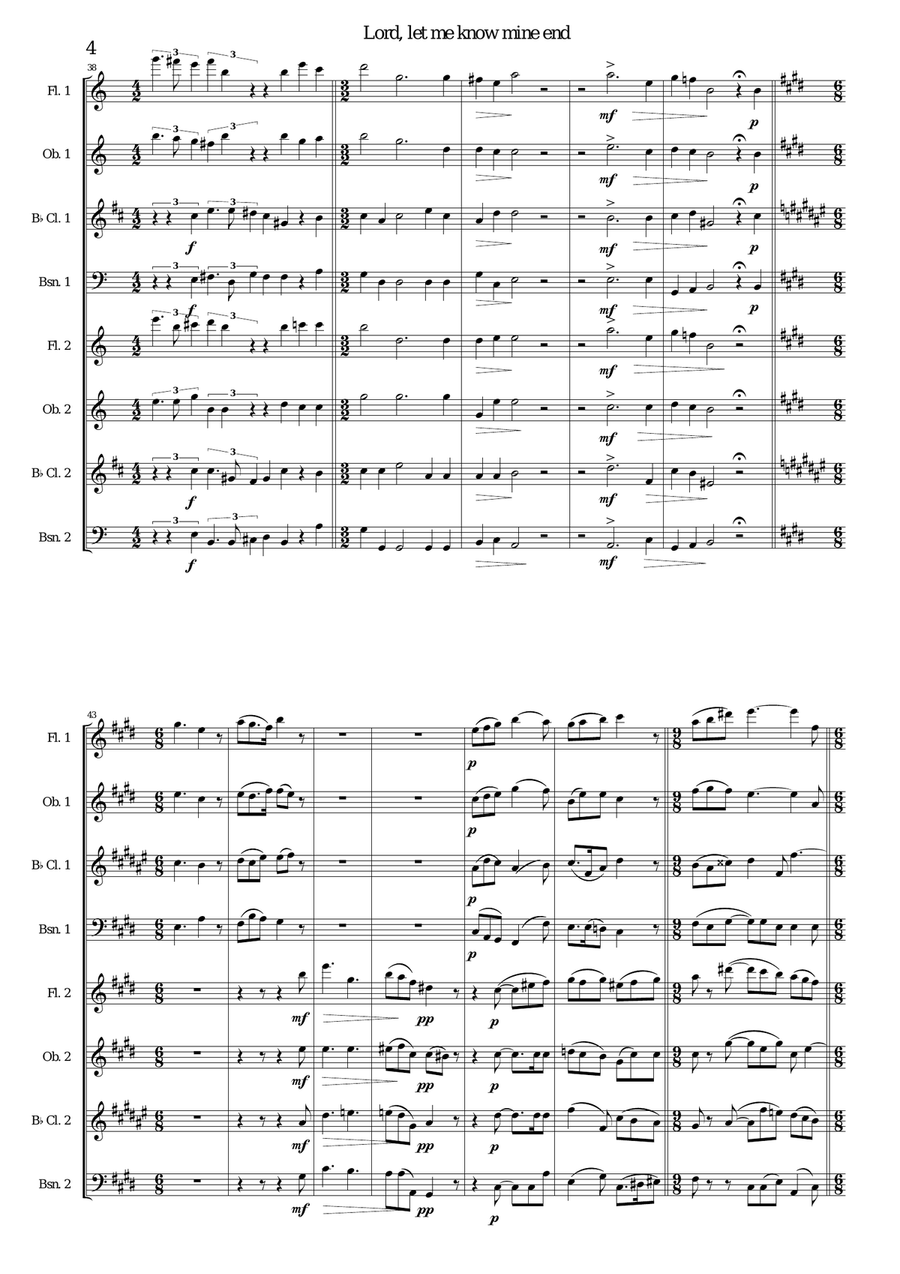 Lord, let me know mine end for wind octet Woodwind Ensemble scores gallery preview page 4