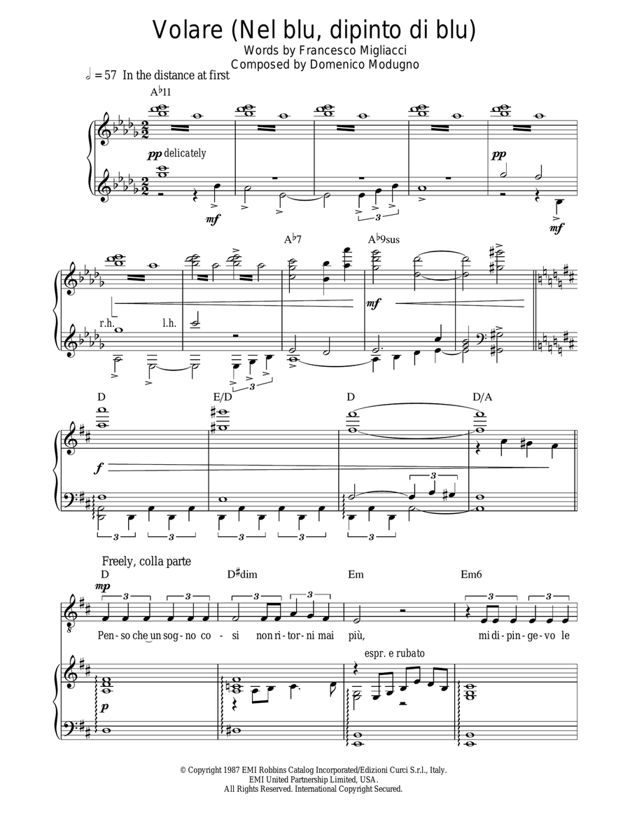 Volare (Nel Blu, Dipinto Di Blu) Acoustic Guitar scores gallery preview page 1