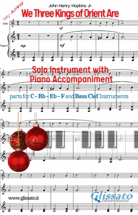 We Three Kings of Orient Are - Solo with easy Piano acc. (key Am)