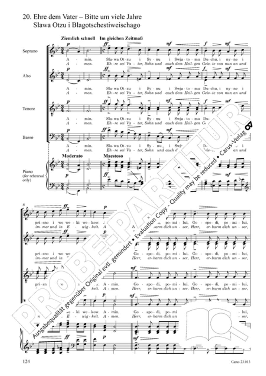 Liturgy of St. John Chrysostom op. 31 for mixed choir a cappella (Chrysostomos-Liturgie op. 31 fur Chor a cappella mit singbarem deutschem Text)