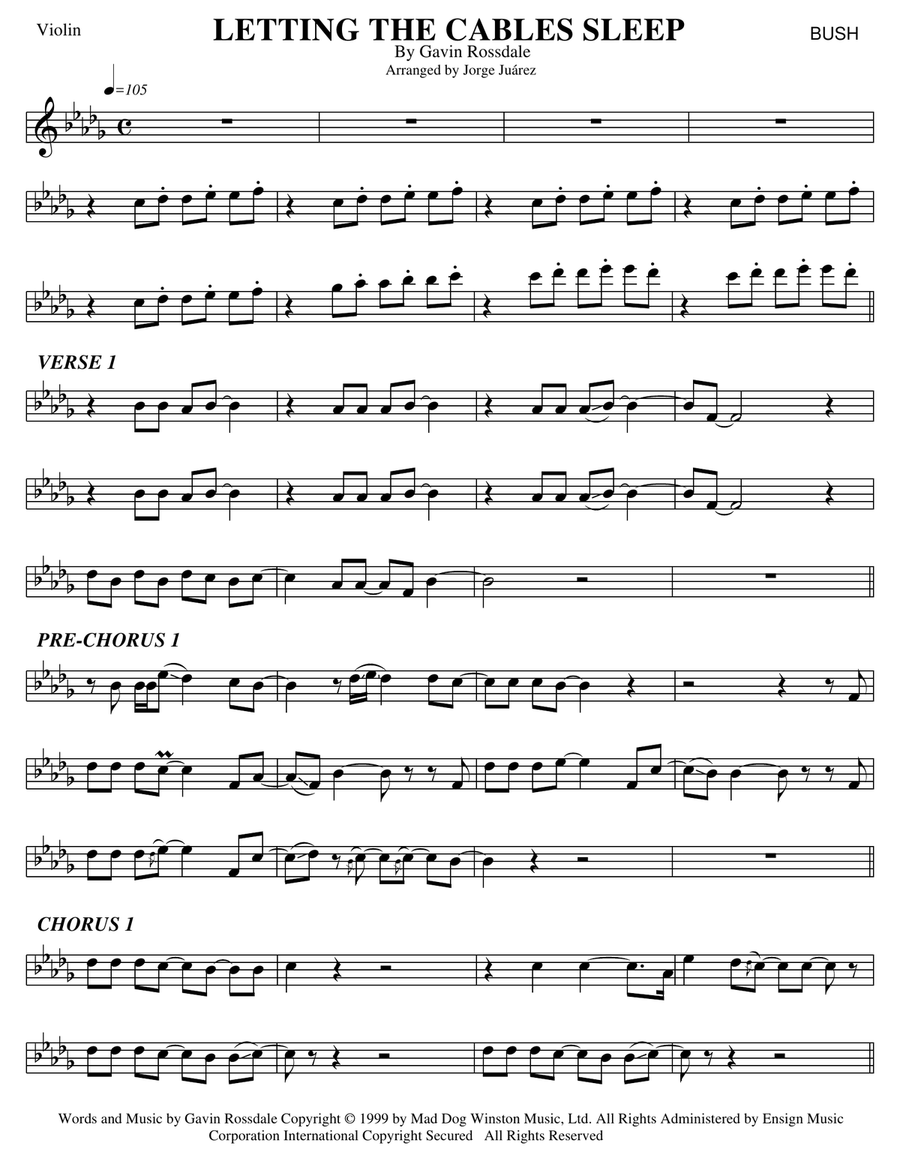 Letting The Cables Sleep Letting The Cables Sleep Violin Solo scores gallery preview page 1