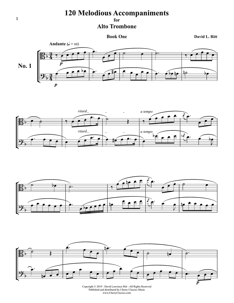 Melodious Duets to Rochut Bordogni Etudes for Alto and Tenor Trombones Book 1 complete Trombone Duet scores gallery preview page 3