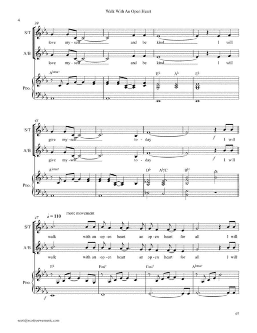 Walk With An Open Heart Choir scores gallery preview page 4
