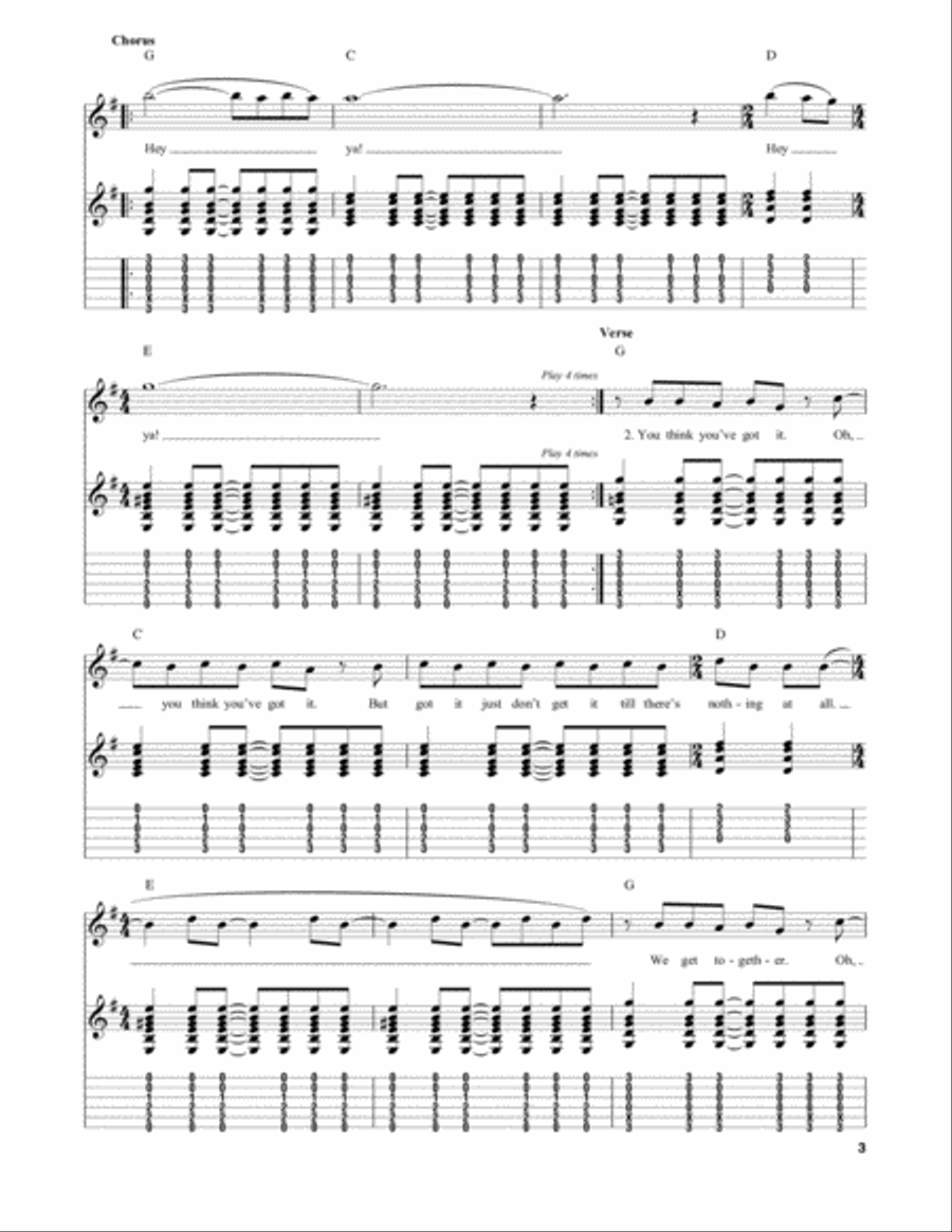 Hey Ya! Electric Guitar scores gallery preview page 3