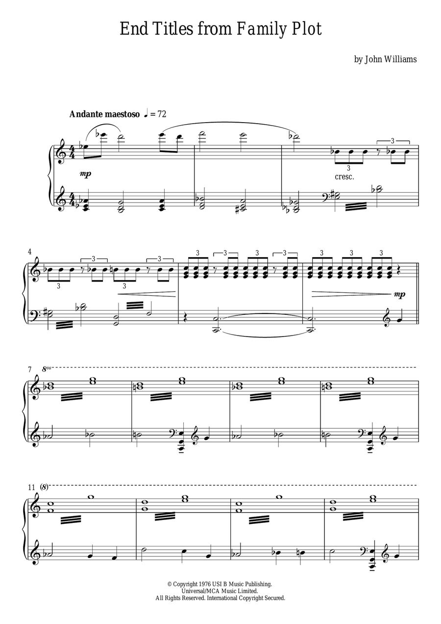 Family Plot Family Plot Piano Solo scores gallery preview page 1