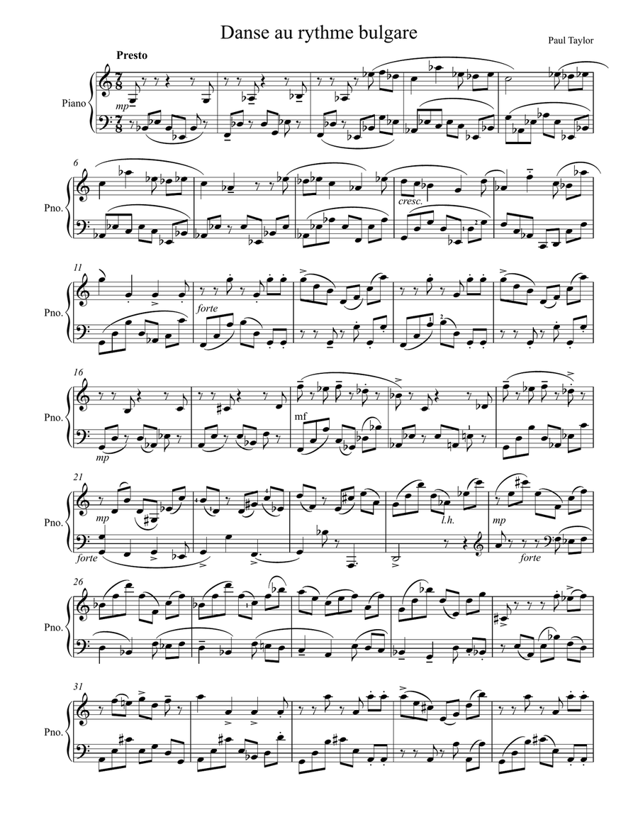 dance au rythme bulgare Piano Solo scores gallery preview page 1