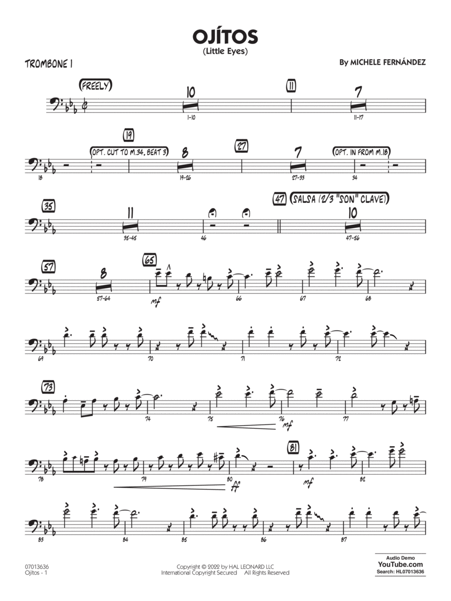 Ojítos (Little Eyes) - Trombone 1 Jazz Ensemble scores gallery preview page 1