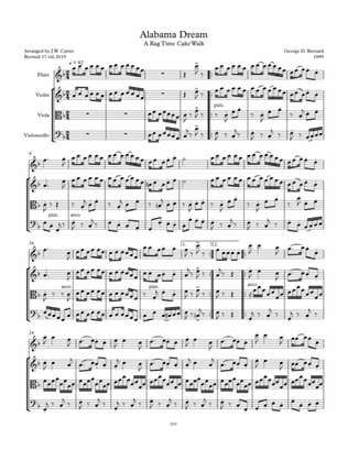 Book cover for Alabama Dream (Cakewalk), by George D. Bernard (1899), arranged for Flute & String Trio