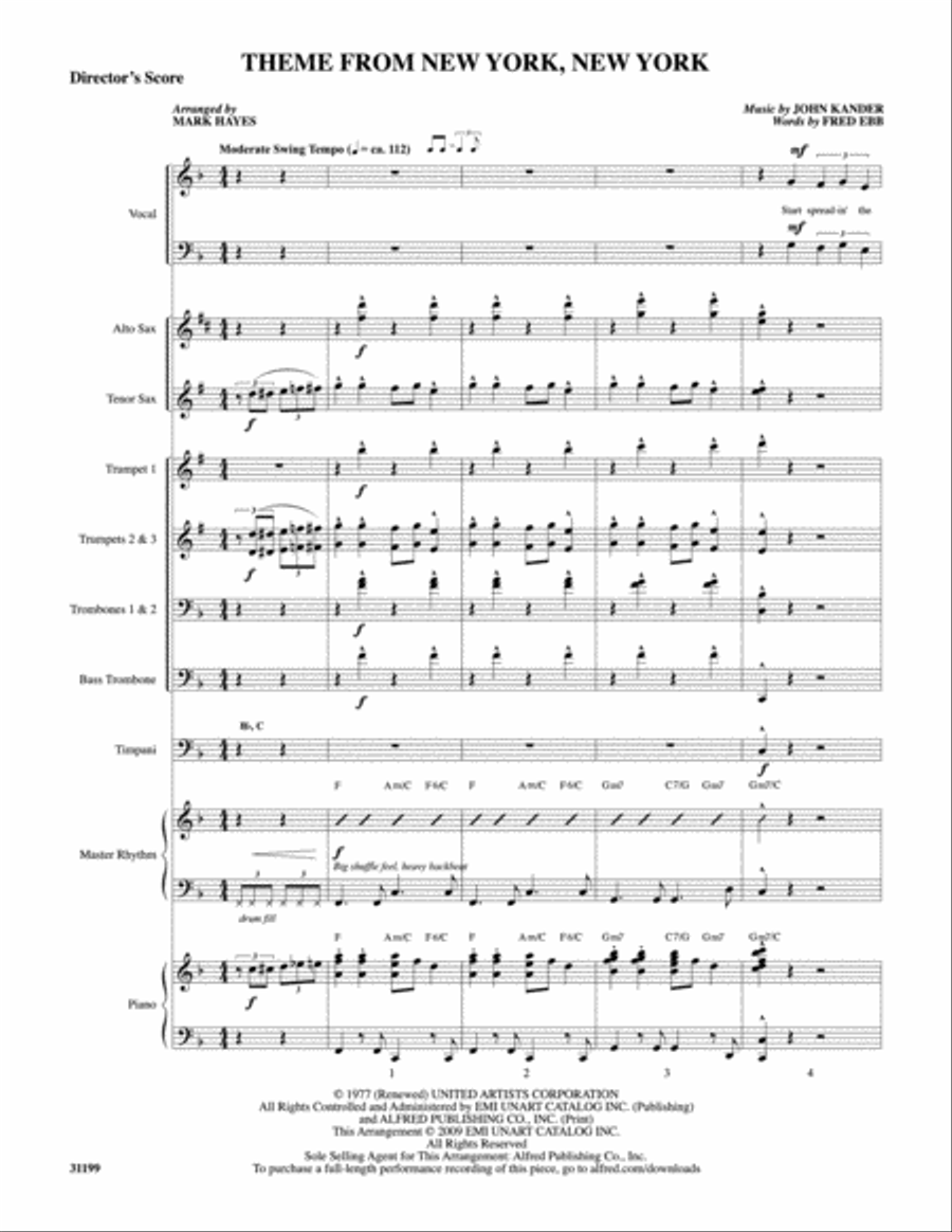 Theme from New York, New York Choir scores gallery preview page 22