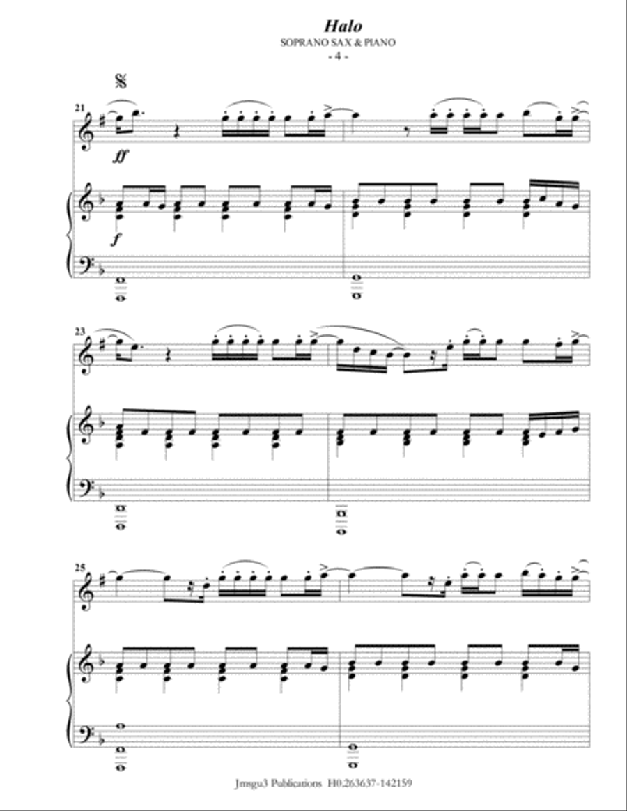 Halo Soprano Saxophone scores gallery preview page 4