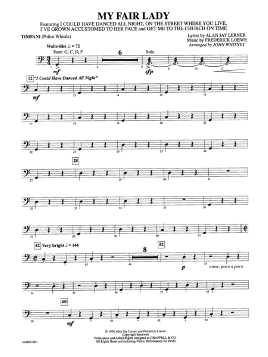 My Fair Lady (Medley): Timpani Full Orchestra scores gallery preview page 1
