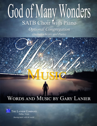 GOD OF MANY WONDERS, SATB and Piano (Includes Score & Parts)