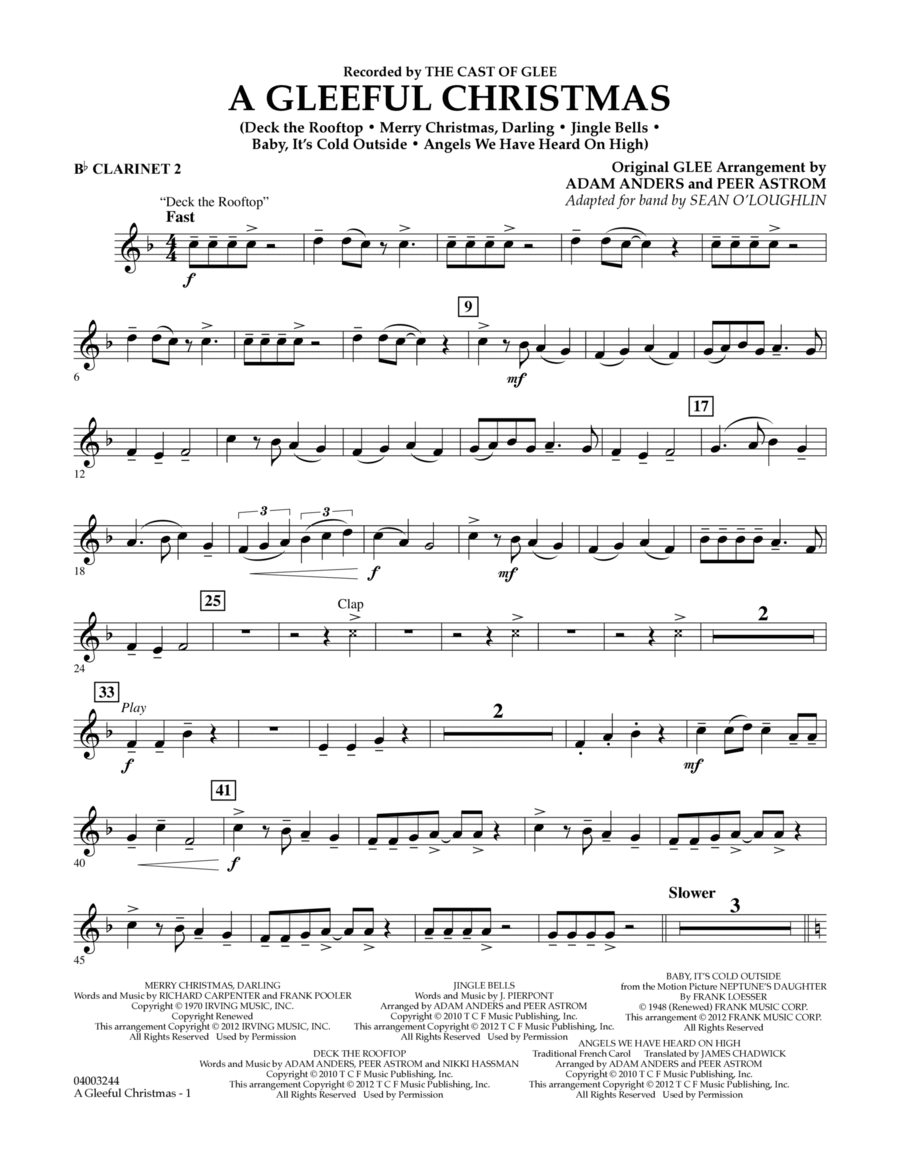 A Gleeful Christmas - Bb Clarinet 2 Concert Band scores gallery preview page 1