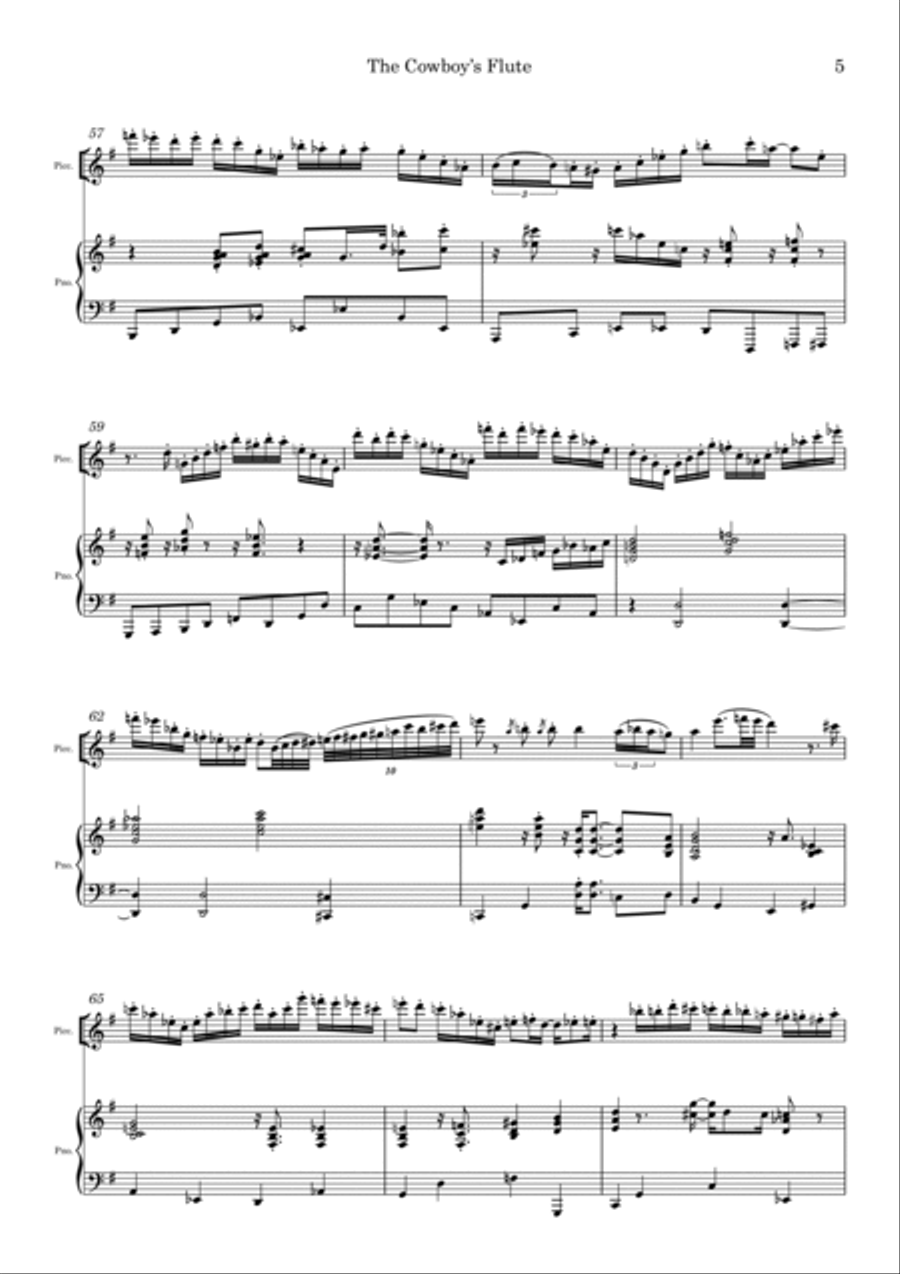 The Cowboy’s Flute for piccolo and piano Piccolo scores gallery preview page 5