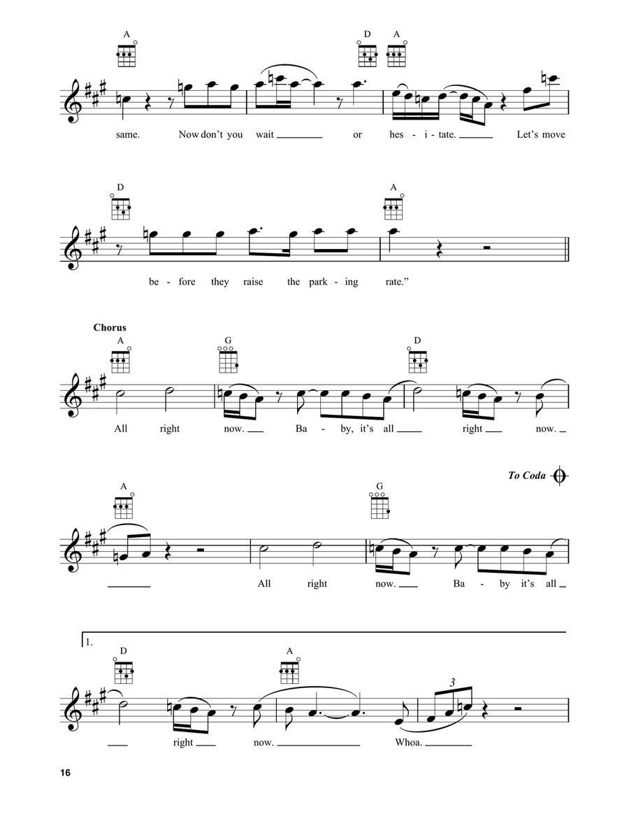 All Right Now Baritone Ukulele scores gallery preview page 2