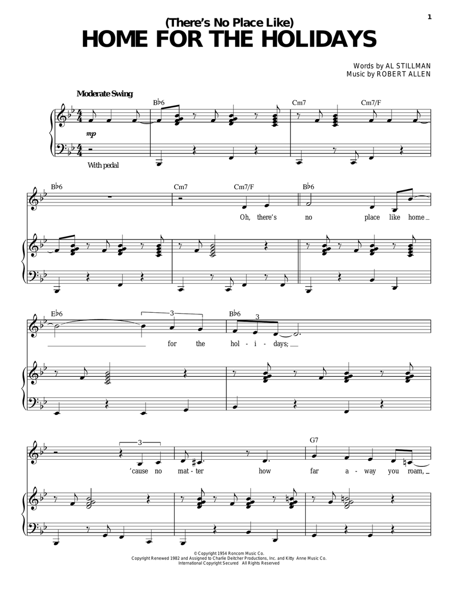 (There's No Place Like) Home For The Holidays Piano, Vocal scores gallery preview page 1