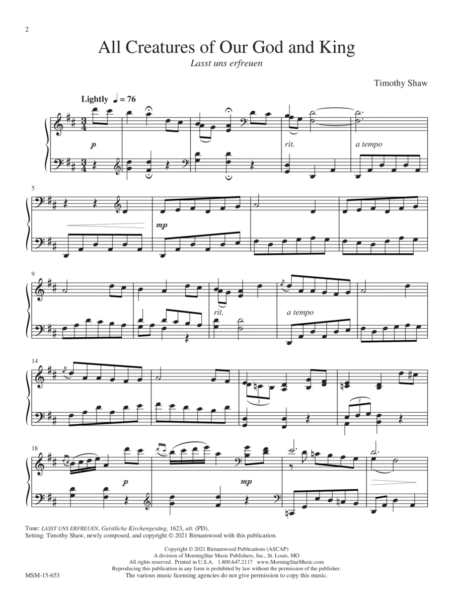 All Creatures of Our God and King Piano Solo scores gallery preview page 1