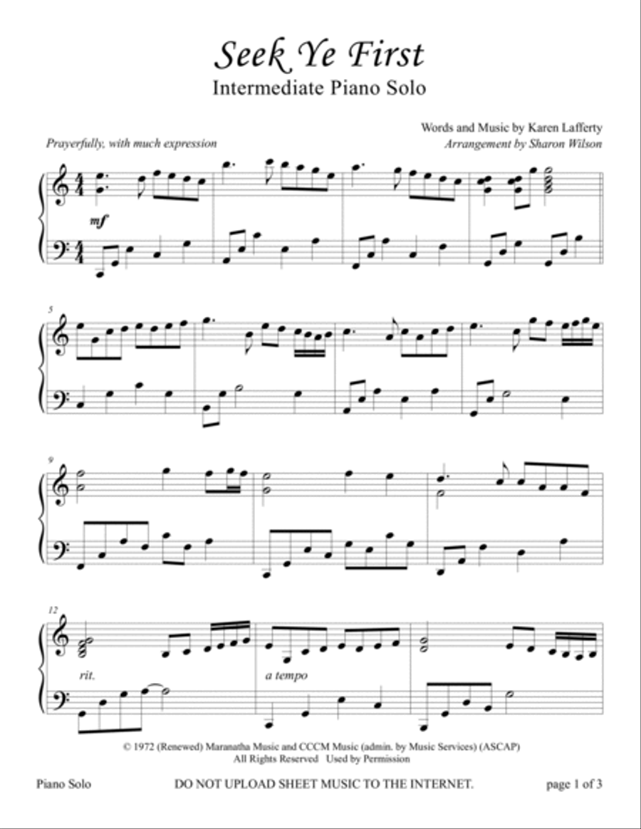 Seek Ye First Piano Solo scores gallery preview page 3