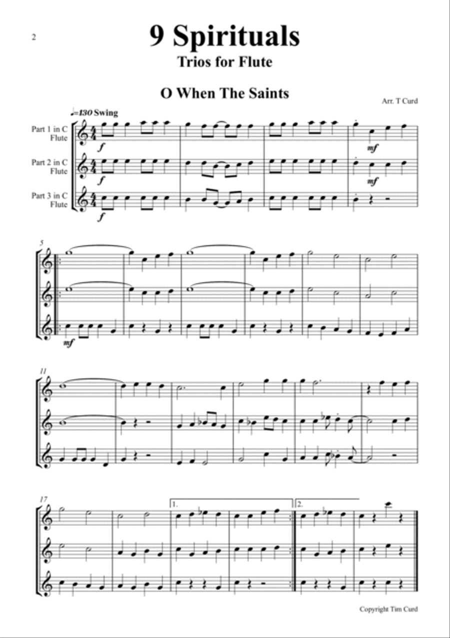 9 Spirituals, Trios For Flute 9 Spirituals, Trios For Flute Woodwind Trio scores gallery preview page 2