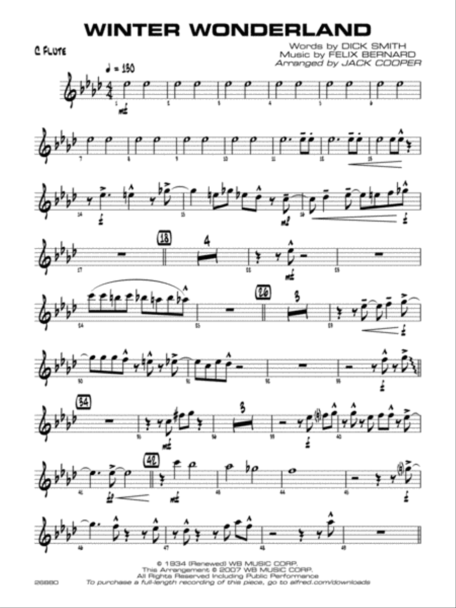 Winter Wonderland: Flute Winter Wonderland: Flute Jazz Ensemble scores gallery preview page 1