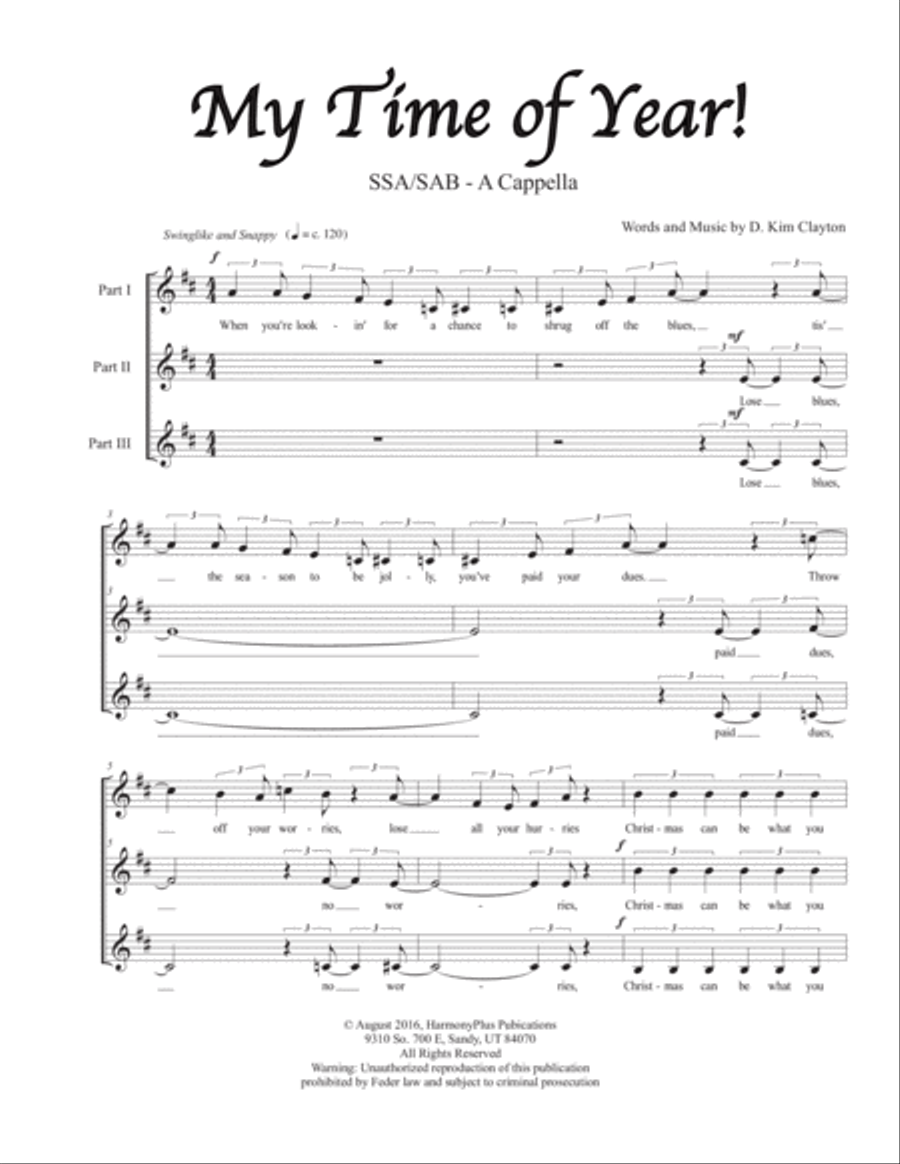 My Time Of Year! 3-Part scores gallery preview page 2