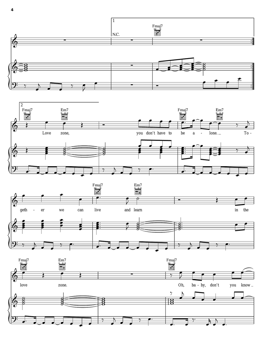 Love Zone Piano, Vocal, Guitar scores gallery preview page 4