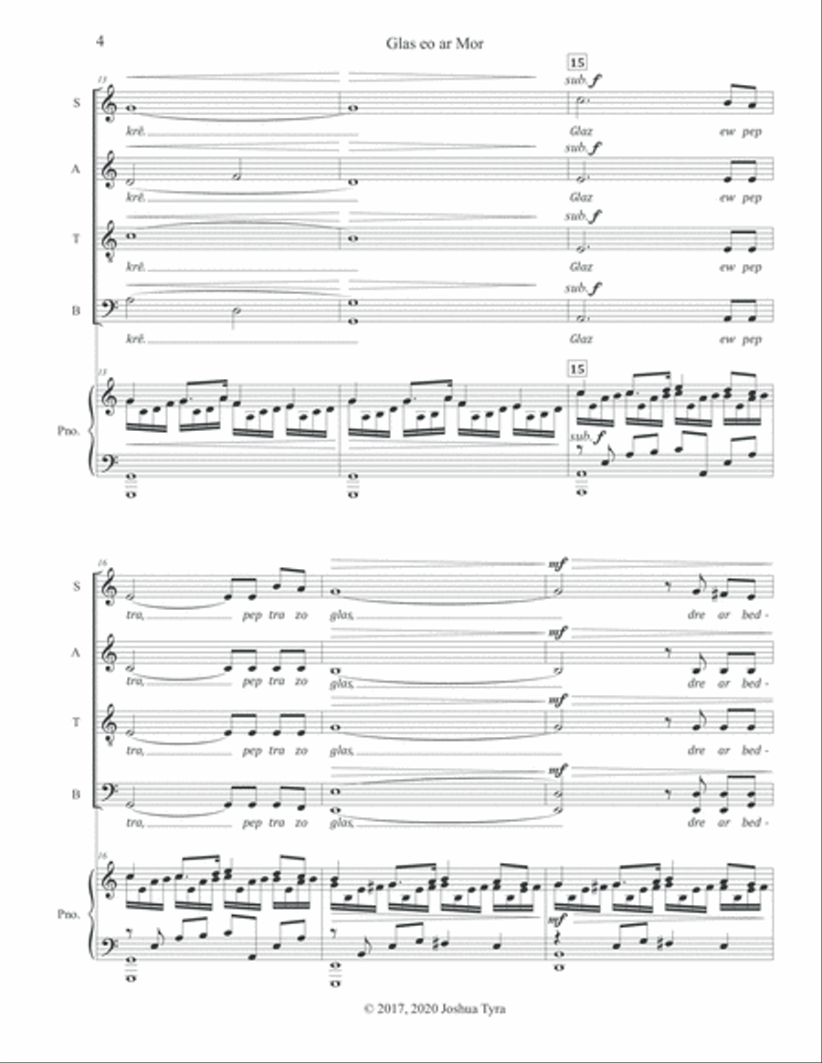 Glas eo ar Mor (The Sea is Blue) - A Breton Song 4-Part scores gallery preview page 4