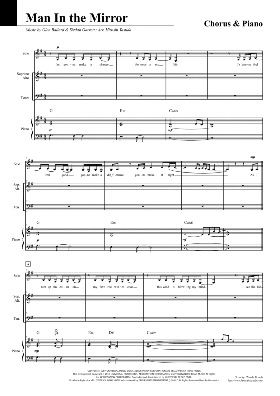 Man In The Mirror 4-Part scores gallery preview page 1