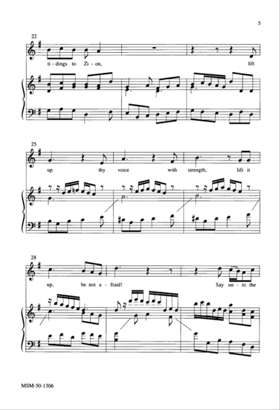 O Thou that Tellest Good Tidings Unison Choir scores gallery preview page 5