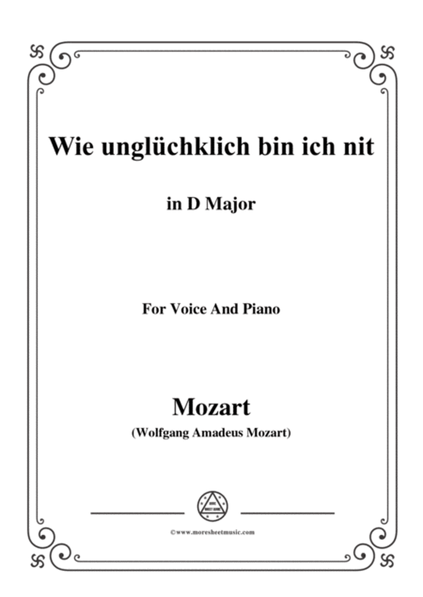 Mozart-Wie unglüchklich bin ich nit,in D Major,for Voice and Piano image number null