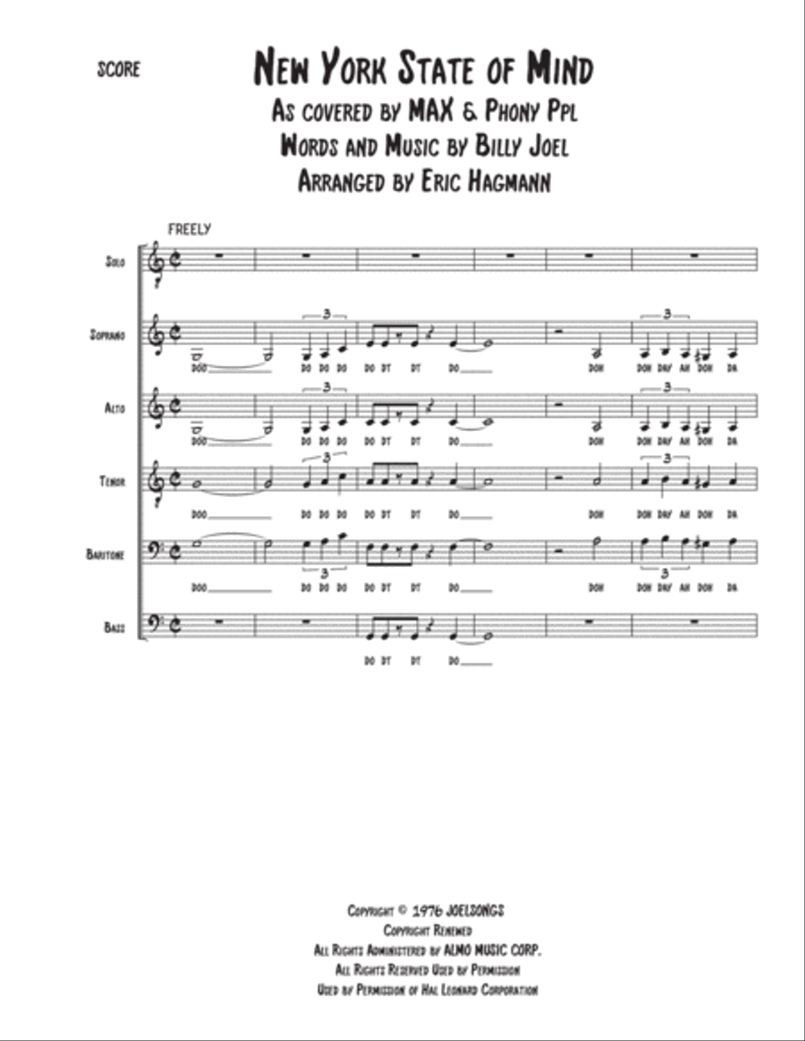 New York State Of Mind Divisi scores gallery preview page 1
