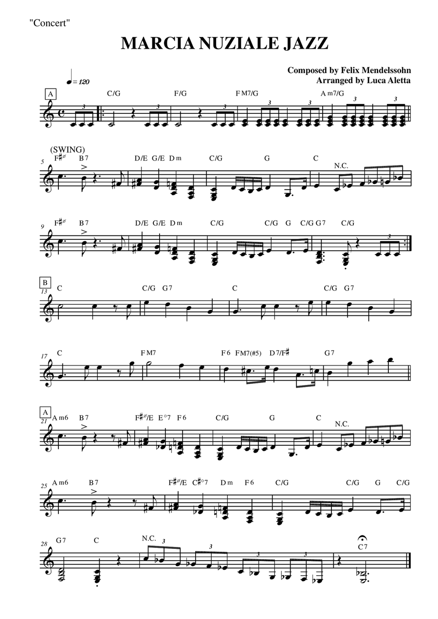 MARCIA NUZIALE JAZZ Small Ensemble scores gallery preview page 1