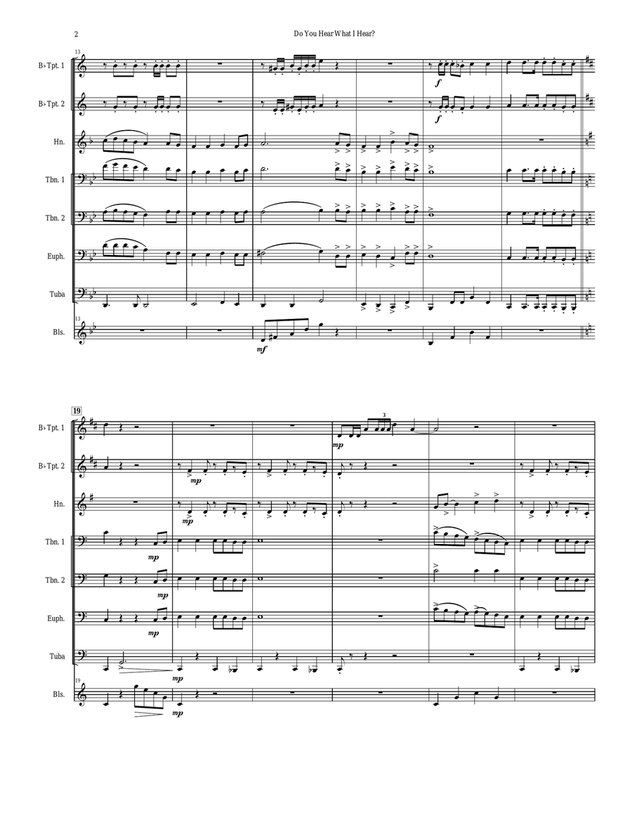 Do You Hear What I Hear Brass Ensemble scores gallery preview page 2