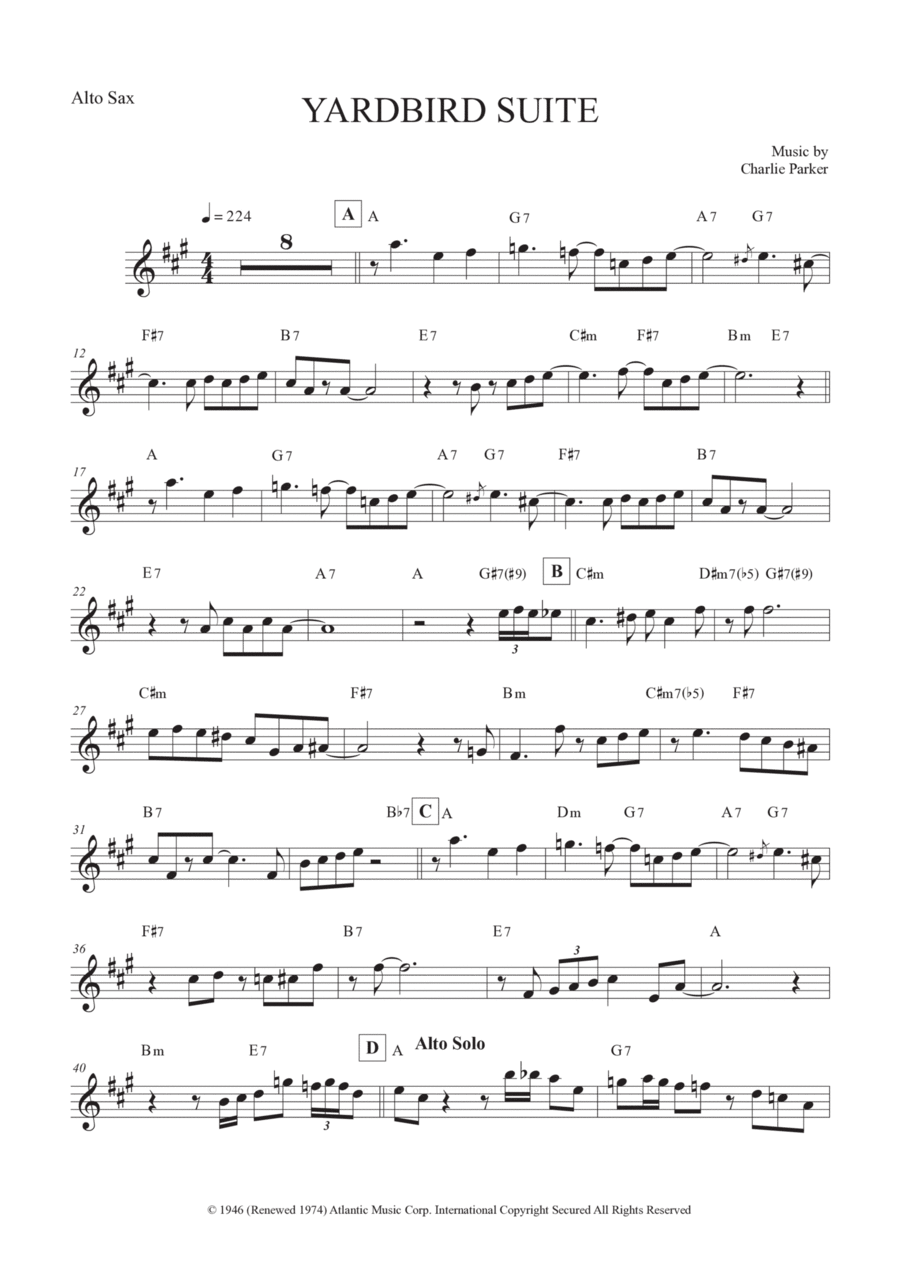 Yardbird Suite Yardbird Suite Alto Saxophone scores gallery preview page 1