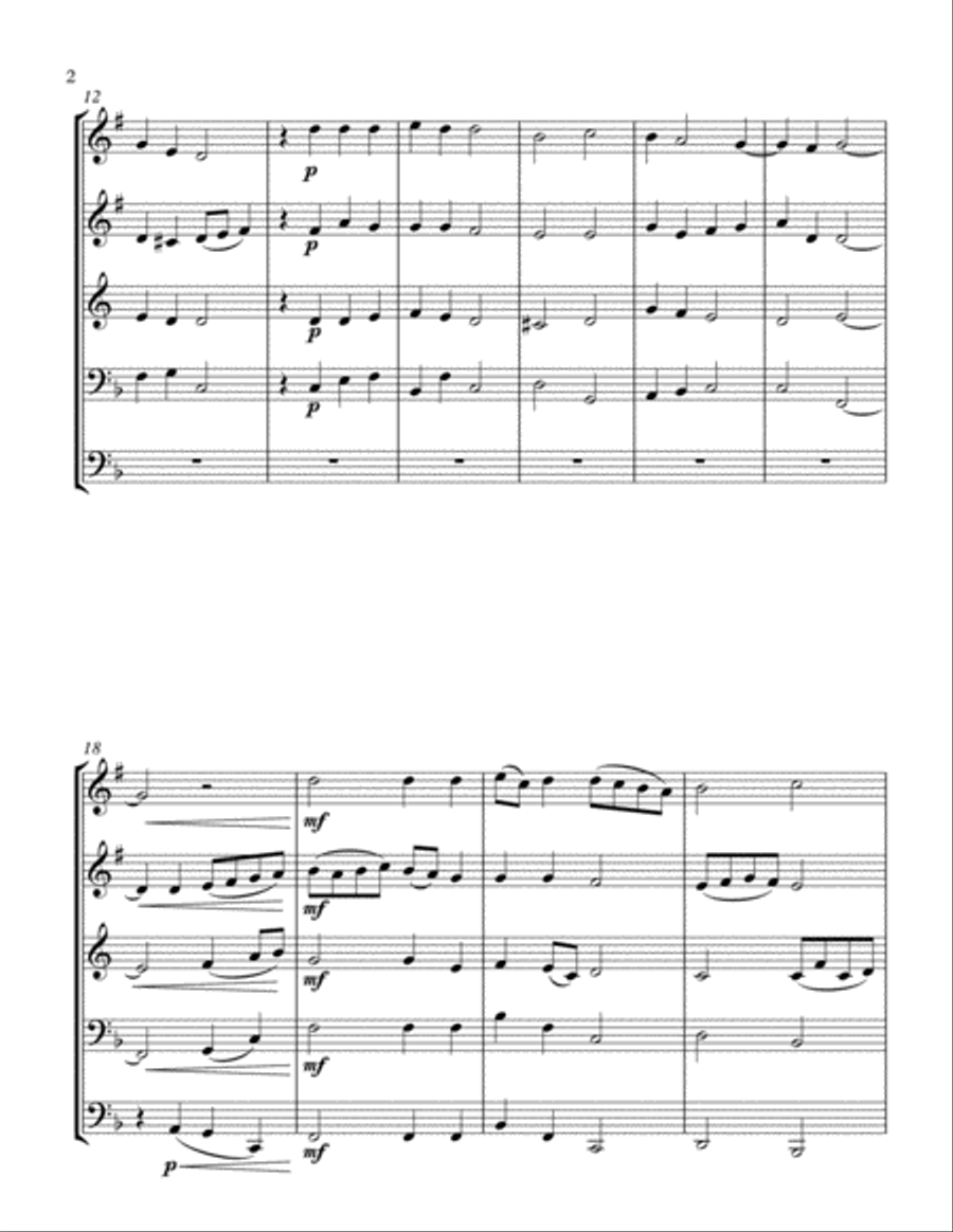 Lo, How a Rose E'er Blooming (Brass Quintet) Lo, How a Rose E'er Blooming (Brass Quintet) Brass Quintet scores gallery preview page 2